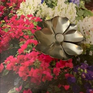 Silver & Light Blue Floral Ring